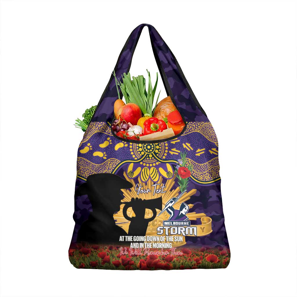Personalised Melbourne Storm Rugby ANZAC Day Grocery Bag Last Post Poppy We Will Remember Them