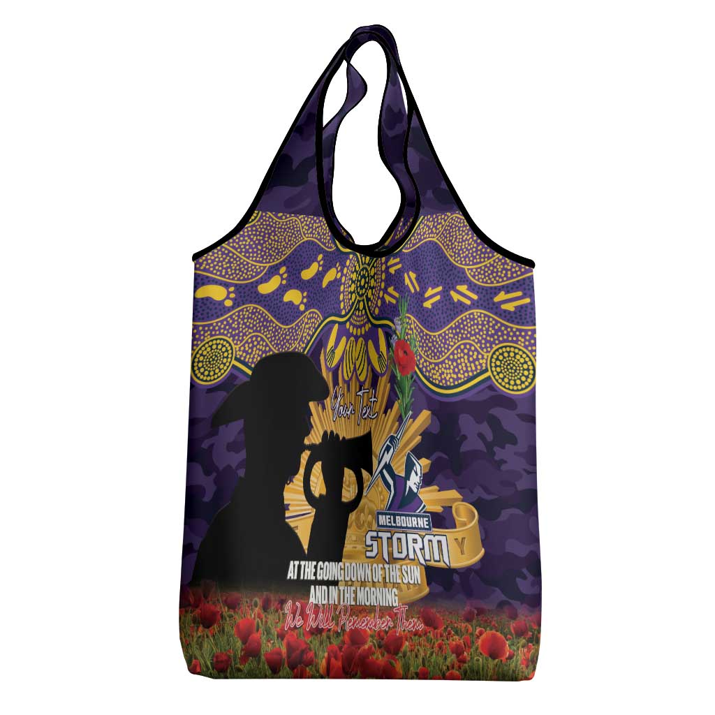 Personalised Melbourne Storm Rugby ANZAC Day Grocery Bag Last Post Poppy We Will Remember Them