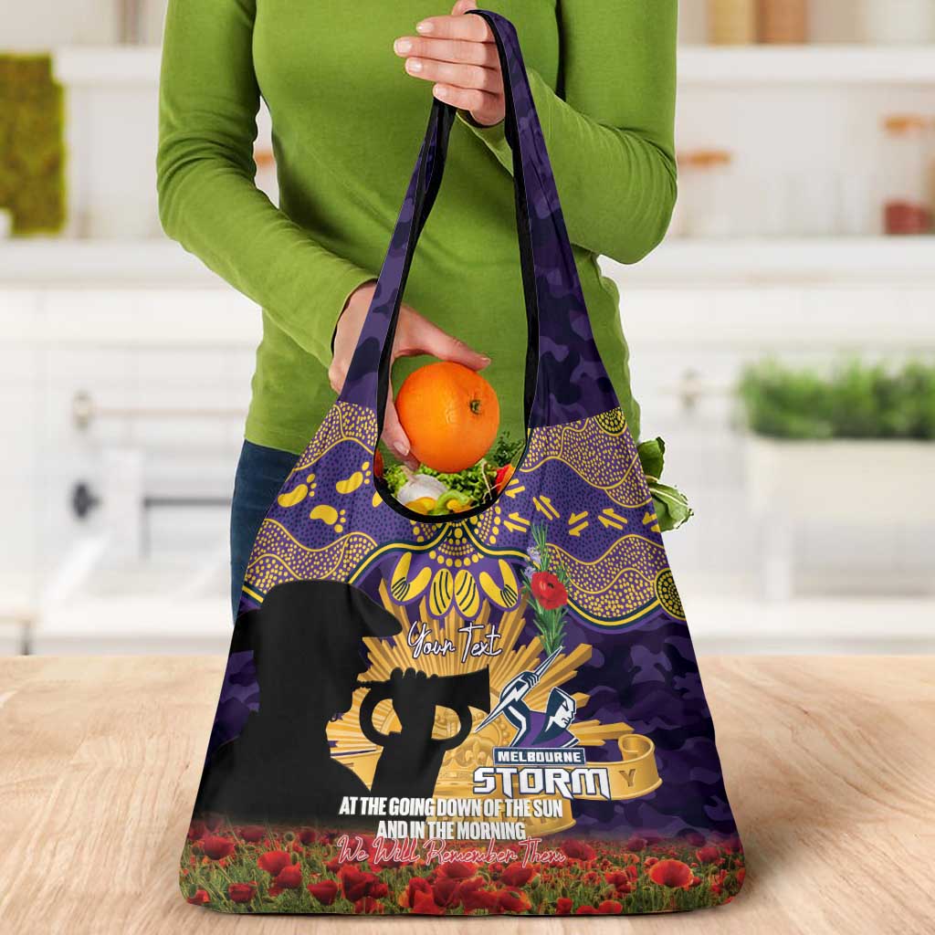 Personalised Melbourne Storm Rugby ANZAC Day Grocery Bag Last Post Poppy We Will Remember Them