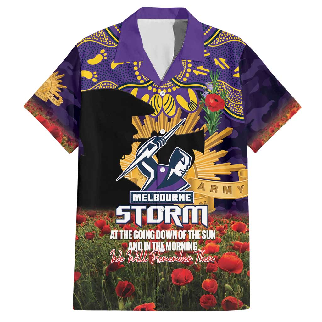 Personalised Melbourne Storm Rugby ANZAC Day Hawaiian Shirt Last Post Poppy We Will Remember Them