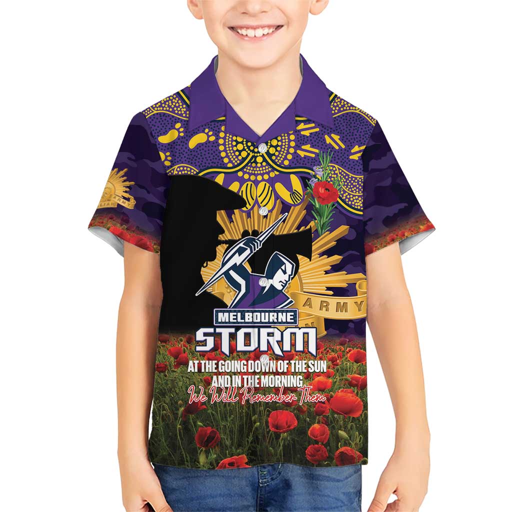 Personalised Melbourne Storm Rugby ANZAC Day Hawaiian Shirt Last Post Poppy We Will Remember Them