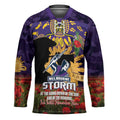 Personalised Melbourne Storm Rugby ANZAC Day Hockey Jersey Last Post Poppy We Will Remember Them