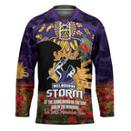 Personalised Melbourne Storm Rugby ANZAC Day Hockey Jersey Last Post Poppy We Will Remember Them