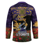 Personalised Melbourne Storm Rugby ANZAC Day Hockey Jersey Last Post Poppy We Will Remember Them