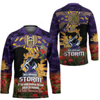 Personalised Melbourne Storm Rugby ANZAC Day Hockey Jersey Last Post Poppy We Will Remember Them