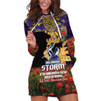 Personalised Melbourne Storm Rugby ANZAC Day Hoodie Dress Last Post Poppy We Will Remember Them
