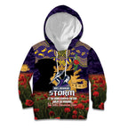 Personalised Melbourne Storm Rugby ANZAC Day Kid Hoodie Last Post Poppy We Will Remember Them