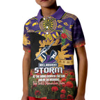 Personalised Melbourne Storm Rugby ANZAC Day Kid Polo Shirt Last Post Poppy We Will Remember Them