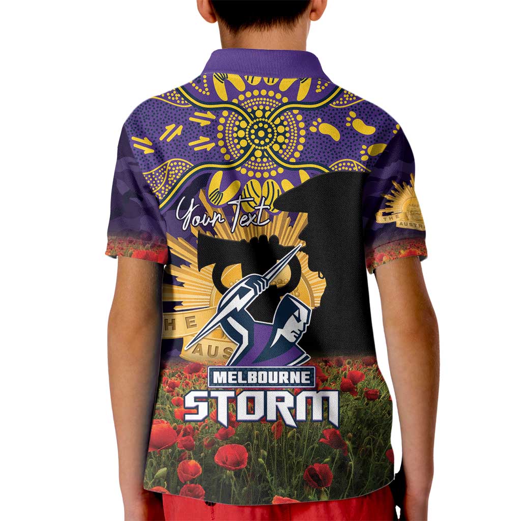 Personalised Melbourne Storm Rugby ANZAC Day Kid Polo Shirt Last Post Poppy We Will Remember Them