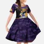 Personalised Melbourne Storm Rugby ANZAC Day Kid Short Sleeve Dress Last Post Poppy We Will Remember Them