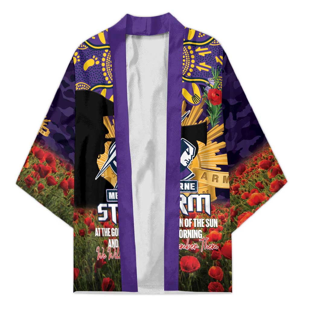 Personalised Melbourne Storm Rugby ANZAC Day Kimono Last Post Poppy We Will Remember Them