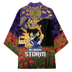 Personalised Melbourne Storm Rugby ANZAC Day Kimono Last Post Poppy We Will Remember Them