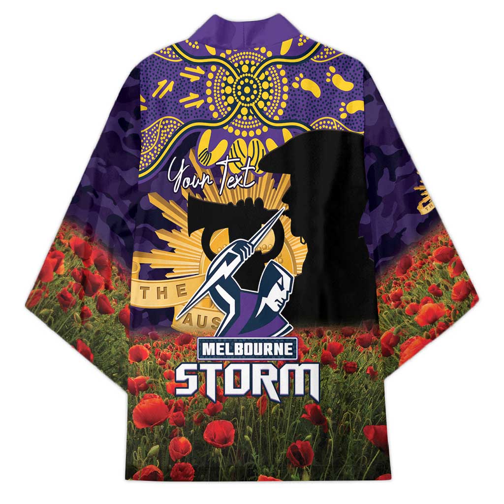 Personalised Melbourne Storm Rugby ANZAC Day Kimono Last Post Poppy We Will Remember Them