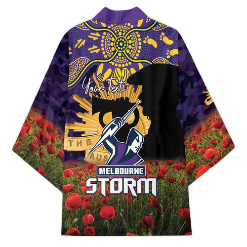 Personalised Melbourne Storm Rugby ANZAC Day Kimono Last Post Poppy We Will Remember Them