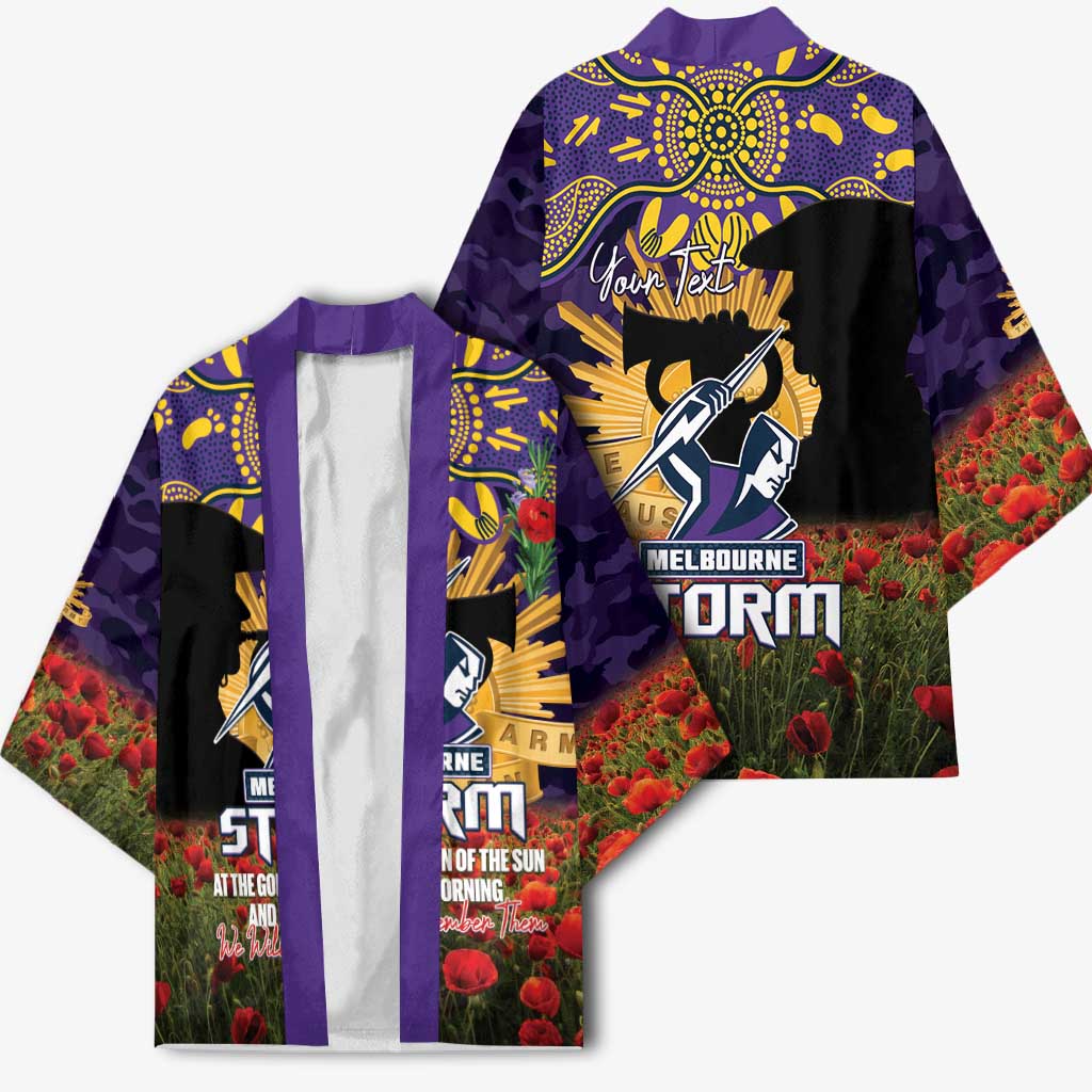 Personalised Melbourne Storm Rugby ANZAC Day Kimono Last Post Poppy We Will Remember Them