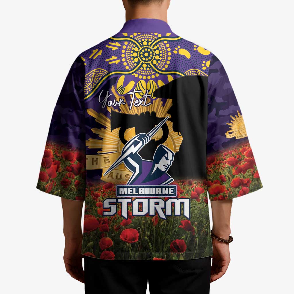 Personalised Melbourne Storm Rugby ANZAC Day Kimono Last Post Poppy We Will Remember Them