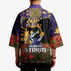 Personalised Melbourne Storm Rugby ANZAC Day Kimono Last Post Poppy We Will Remember Them