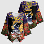 Personalised Melbourne Storm Rugby ANZAC Day Kimono Sleeve Blouse Last Post Poppy We Will Remember Them