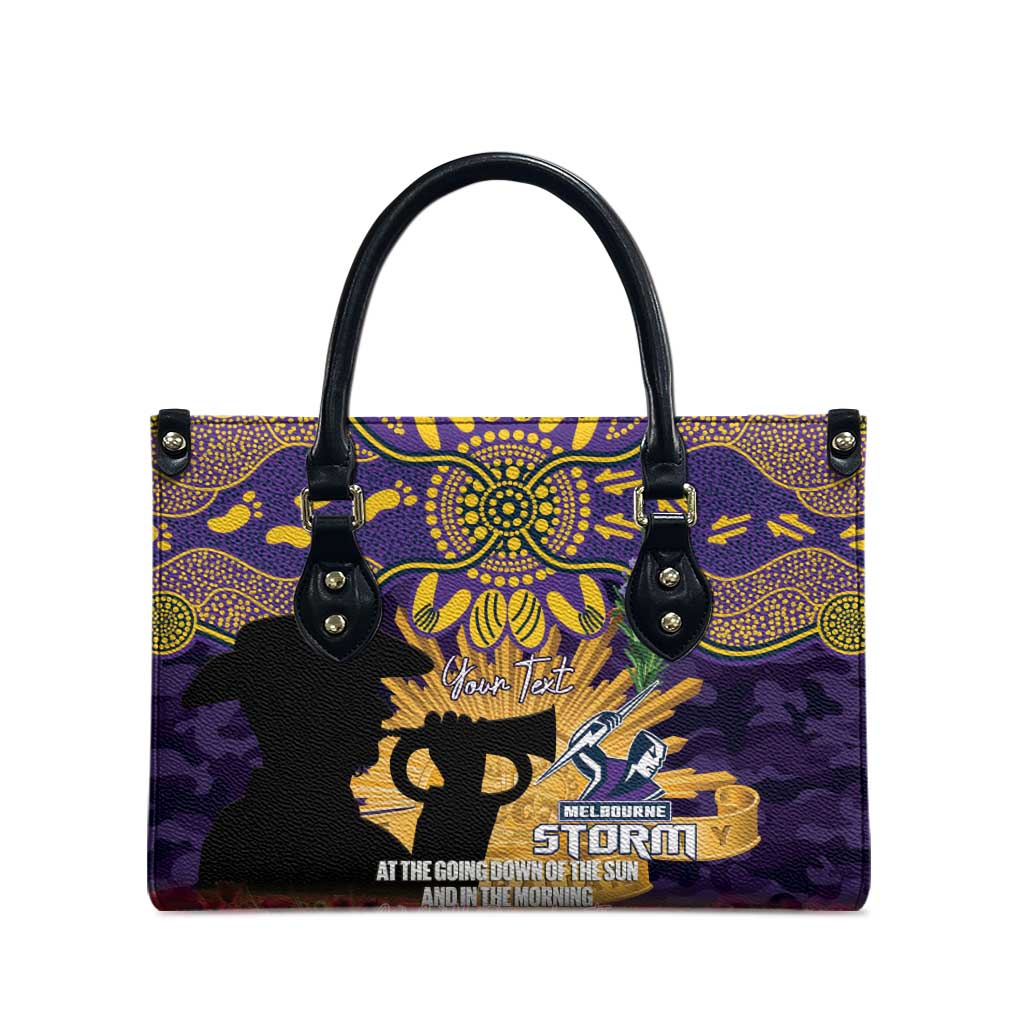 Personalised Melbourne Storm Rugby ANZAC Day Leather Bag Last Post Poppy We Will Remember Them