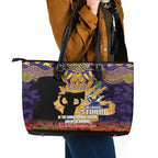 Personalised Melbourne Storm Rugby ANZAC Day Leather Tote Bag Last Post Poppy We Will Remember Them