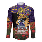 Personalised Melbourne Storm Rugby ANZAC Day Long Sleeve Button Shirt Last Post Poppy We Will Remember Them