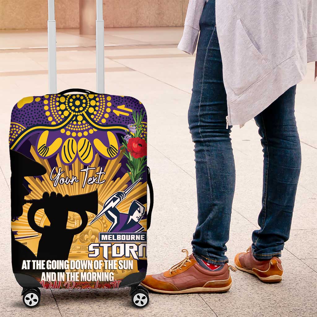 Personalised Melbourne Storm Rugby ANZAC Day Luggage Cover Last Post Poppy We Will Remember Them