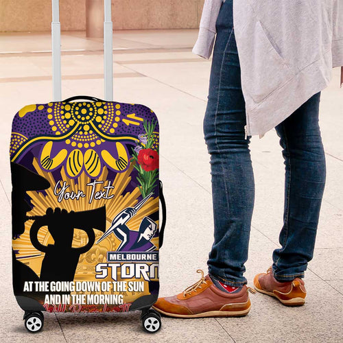 Personalised Melbourne Storm Rugby ANZAC Day Luggage Cover Last Post Poppy We Will Remember Them