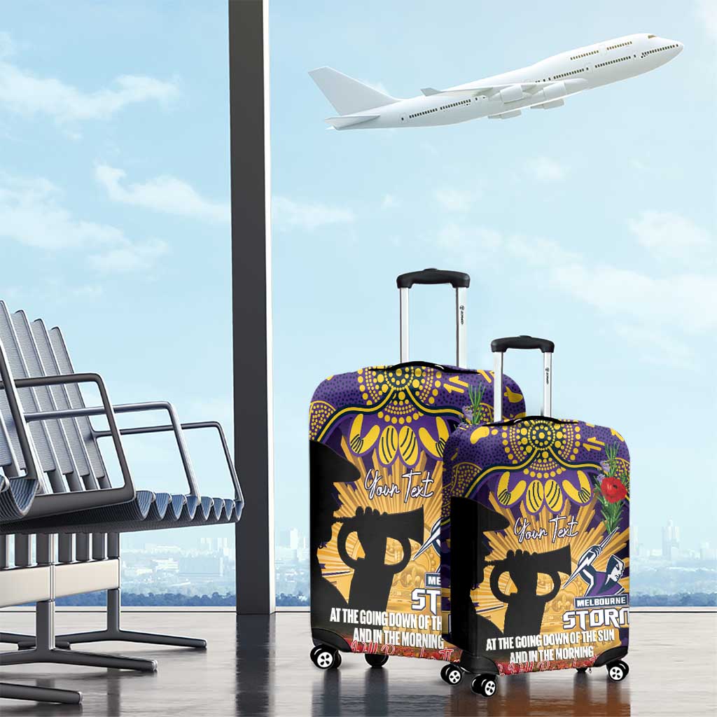 Personalised Melbourne Storm Rugby ANZAC Day Luggage Cover Last Post Poppy We Will Remember Them