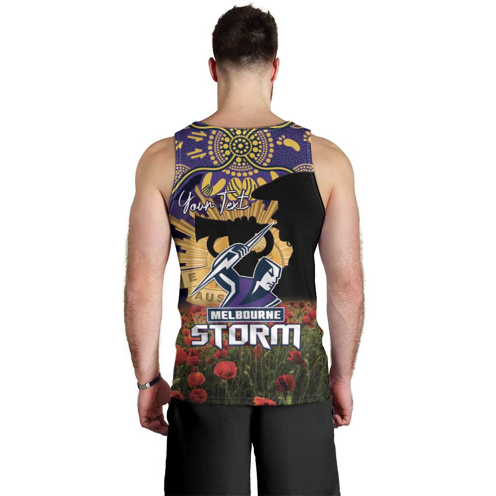 Personalised Melbourne Storm Rugby ANZAC Day Men Tank Top Last Post Poppy We Will Remember Them