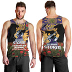 Personalised Melbourne Storm Rugby ANZAC Day Men Tank Top Last Post Poppy We Will Remember Them