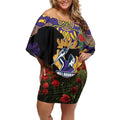 Personalised Melbourne Storm Rugby ANZAC Day Off Shoulder Short Dress Last Post Poppy We Will Remember Them