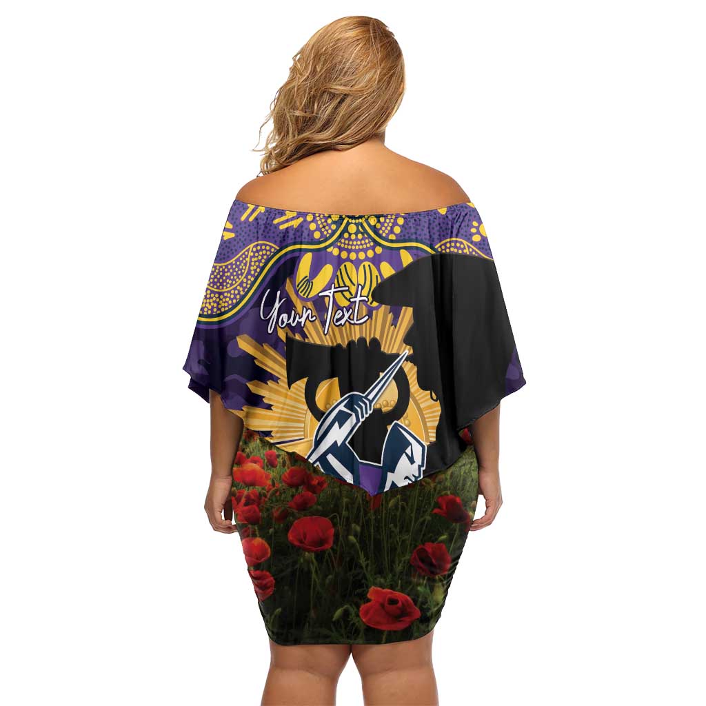 Personalised Melbourne Storm Rugby ANZAC Day Off Shoulder Short Dress Last Post Poppy We Will Remember Them