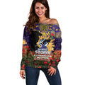 Personalised Melbourne Storm Rugby ANZAC Day Off Shoulder Sweater Last Post Poppy We Will Remember Them