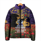 Personalised Melbourne Storm Rugby ANZAC Day Padded Jacket Last Post Poppy We Will Remember Them