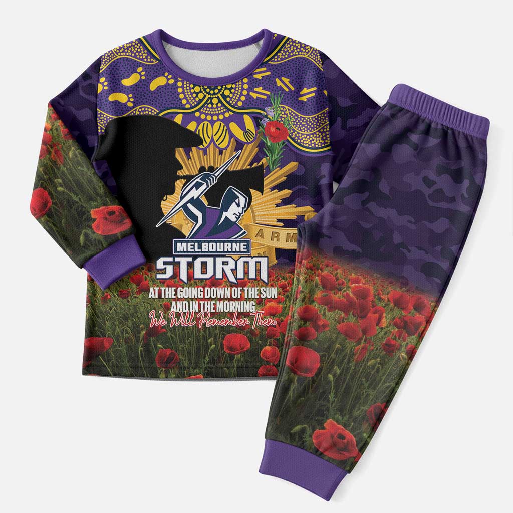 Personalised Melbourne Storm Rugby ANZAC Day Pajama Set Last Post Poppy We Will Remember Them