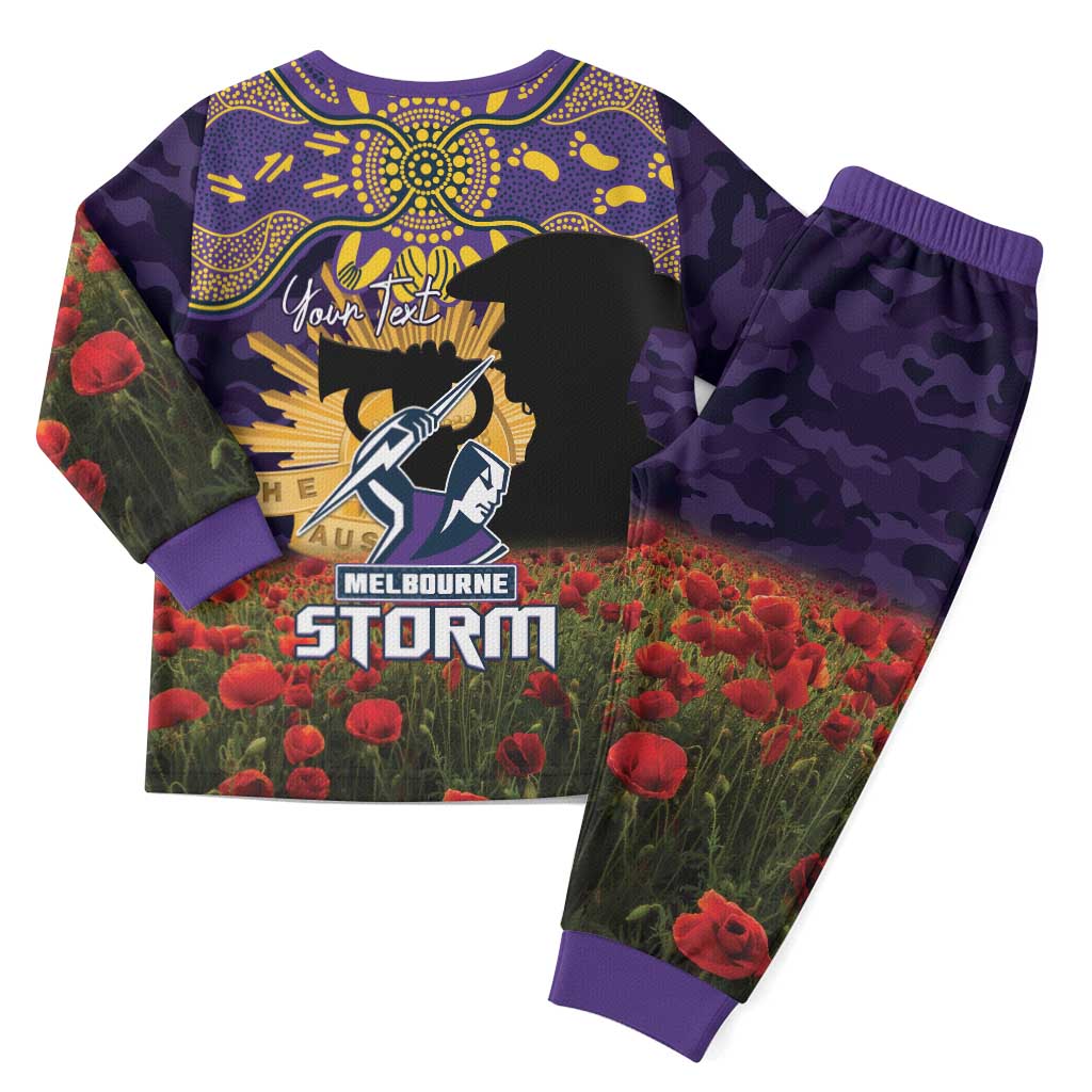 Personalised Melbourne Storm Rugby ANZAC Day Pajama Set Last Post Poppy We Will Remember Them