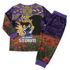 Personalised Melbourne Storm Rugby ANZAC Day Pajama Set Last Post Poppy We Will Remember Them
