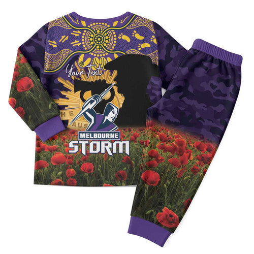 Personalised Melbourne Storm Rugby ANZAC Day Pajama Set Last Post Poppy We Will Remember Them