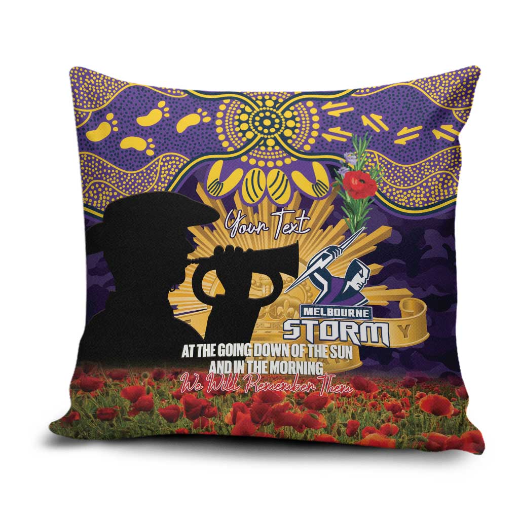 Personalised Melbourne Storm Rugby ANZAC Day Pillow Cover Last Post Poppy We Will Remember Them