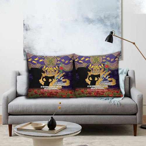 Personalised Melbourne Storm Rugby ANZAC Day Pillow Cover Last Post Poppy We Will Remember Them