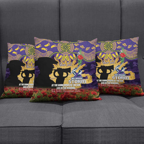 Personalised Melbourne Storm Rugby ANZAC Day Pillow Cover Last Post Poppy We Will Remember Them