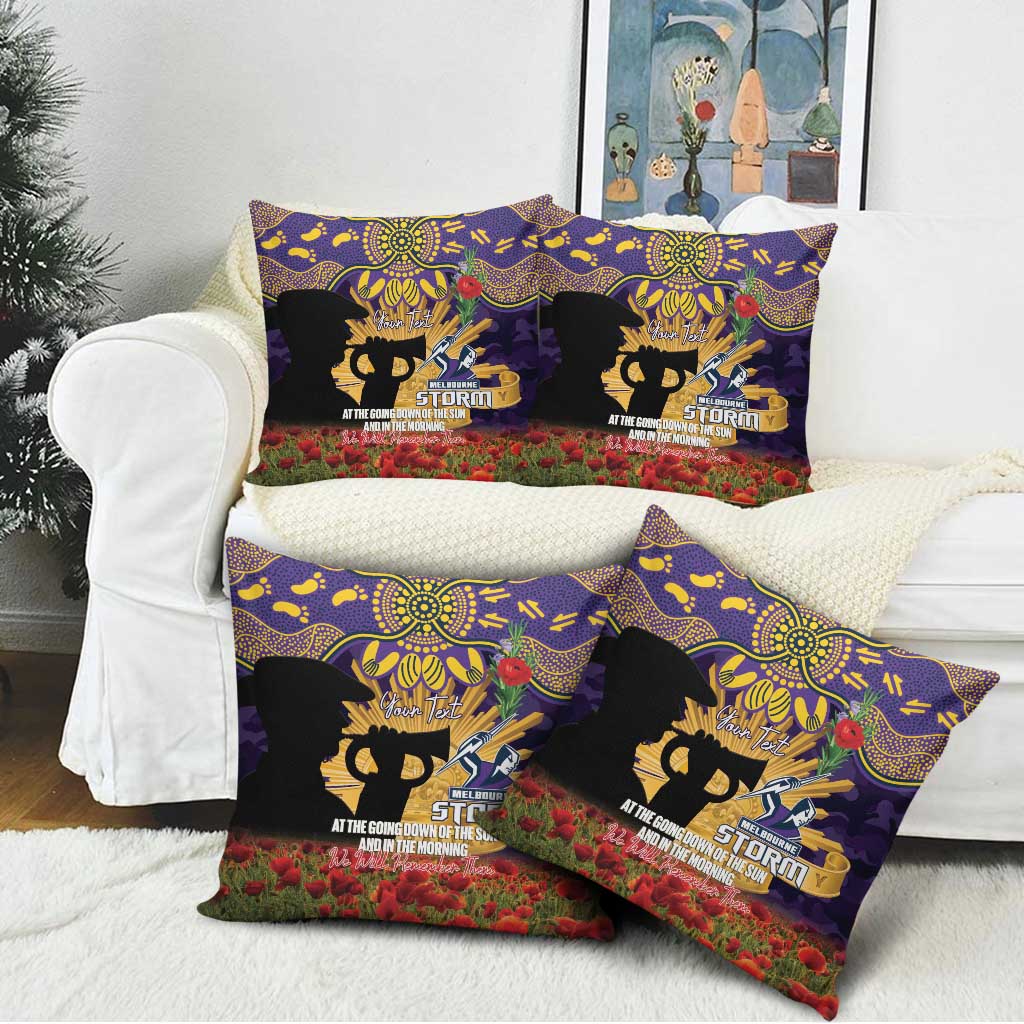 Personalised Melbourne Storm Rugby ANZAC Day Pillow Cover Last Post Poppy We Will Remember Them