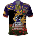 Personalised Melbourne Storm Rugby ANZAC Day Polo Shirt Last Post Poppy We Will Remember Them