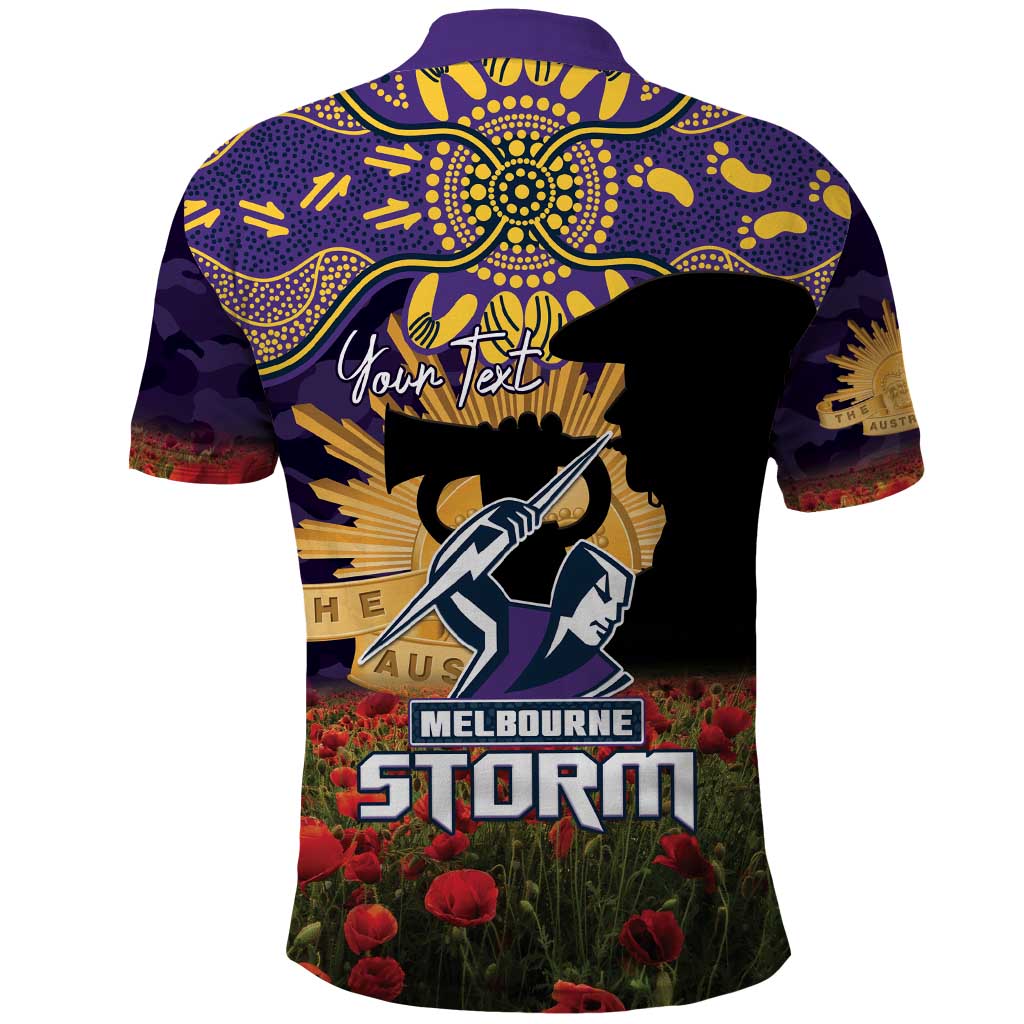 Personalised Melbourne Storm Rugby ANZAC Day Polo Shirt Last Post Poppy We Will Remember Them