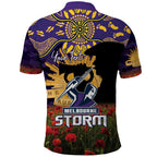 Personalised Melbourne Storm Rugby ANZAC Day Polo Shirt Last Post Poppy We Will Remember Them