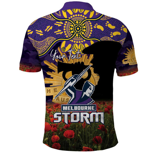 Personalised Melbourne Storm Rugby ANZAC Day Polo Shirt Last Post Poppy We Will Remember Them