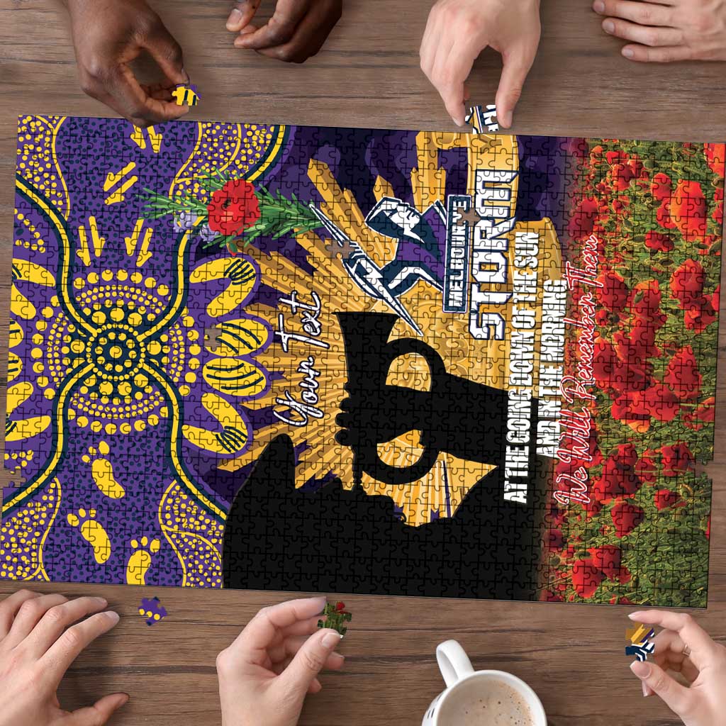 Personalised Melbourne Storm Rugby ANZAC Day Puzzle Last Post Poppy We Will Remember Them