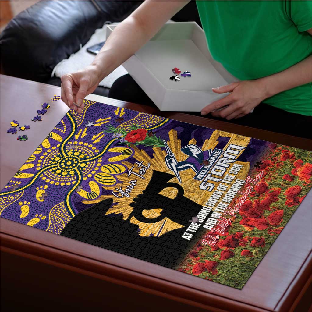 Personalised Melbourne Storm Rugby ANZAC Day Puzzle Last Post Poppy We Will Remember Them
