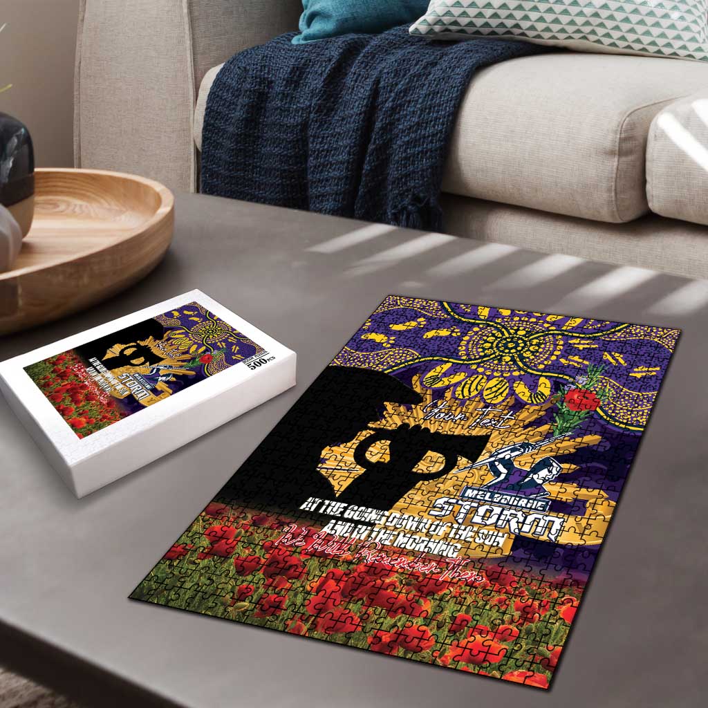 Personalised Melbourne Storm Rugby ANZAC Day Puzzle Last Post Poppy We Will Remember Them