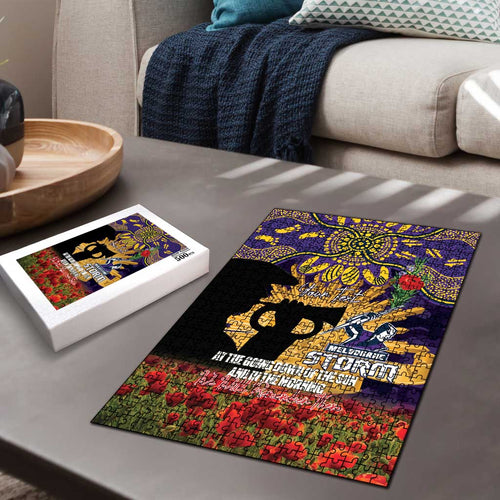 Personalised Melbourne Storm Rugby ANZAC Day Puzzle Last Post Poppy We Will Remember Them
